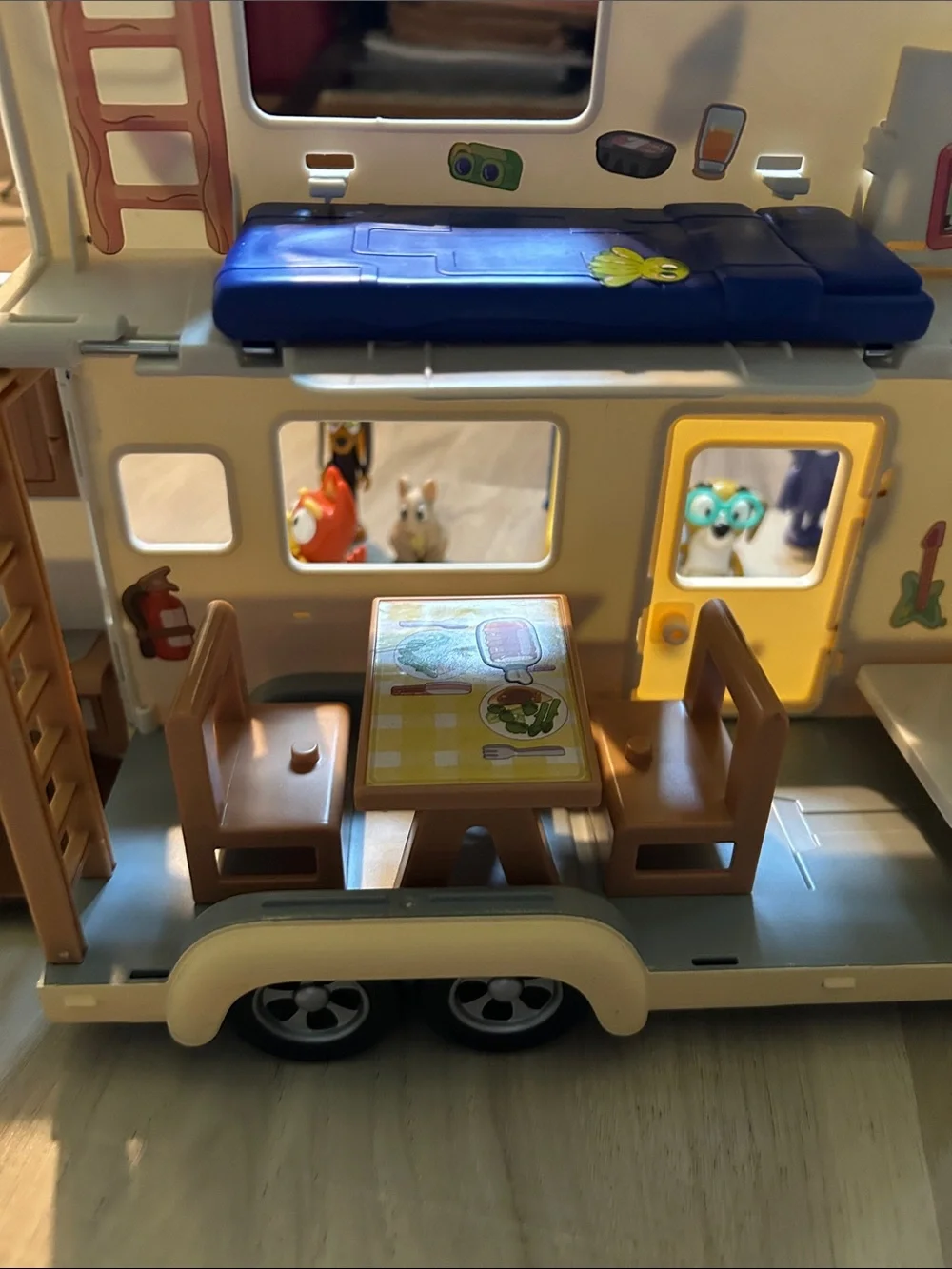 Bluey Kids Toy Camper Playset with Orange SUV and Friends Bundle